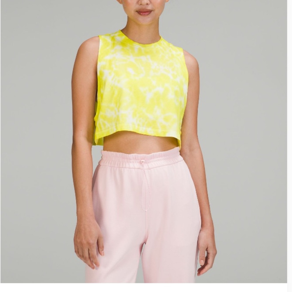 Lululemon - All yours cropped cotton tank - marmoleado tye dye yellow